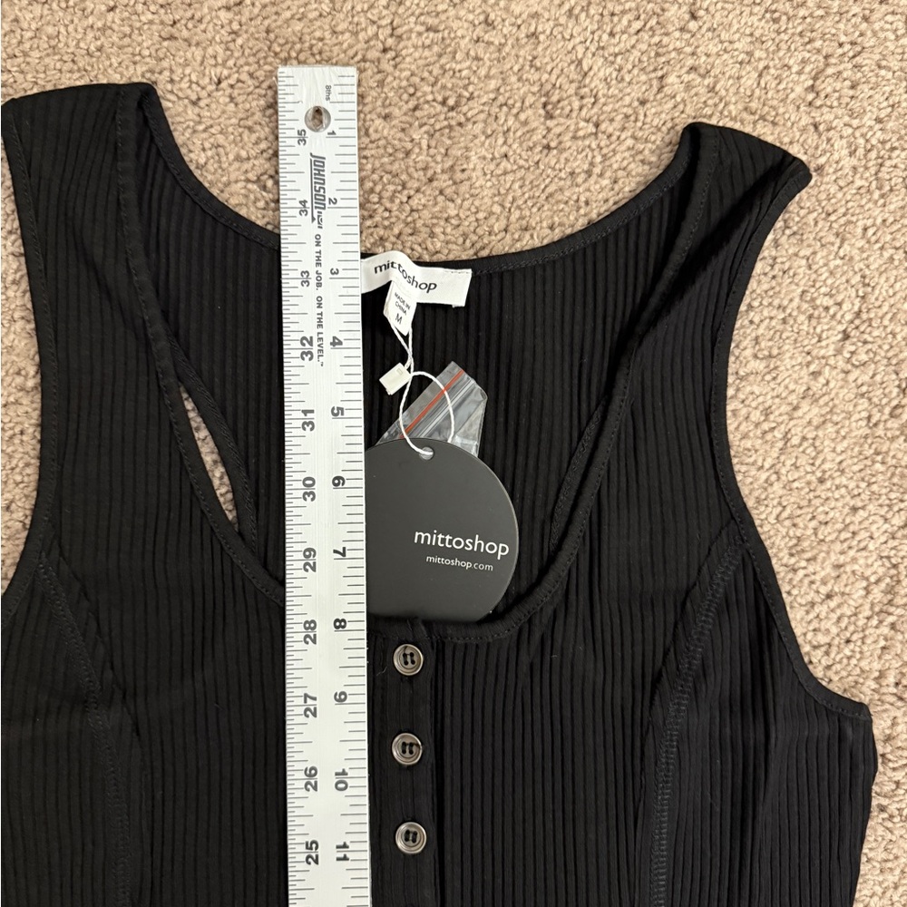 Mittoshop Mini Dress Women size S,M,L Racer Ribbed Tank Button Henley Neckine - Picture 6 of 9